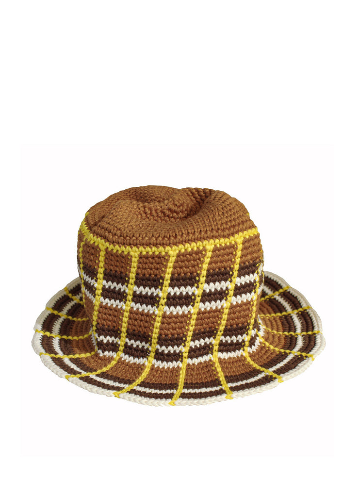 Brown plaid crochet hat