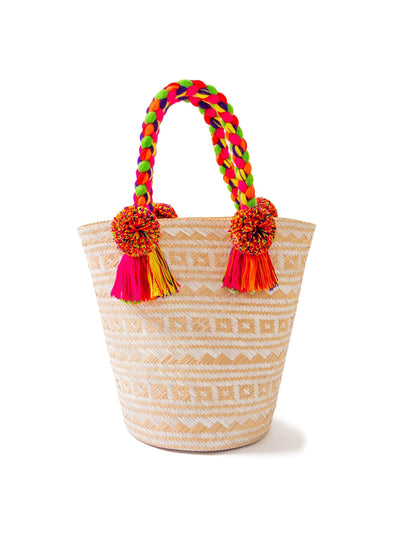 Washein Premium white woven straw basket bag at Collagerie