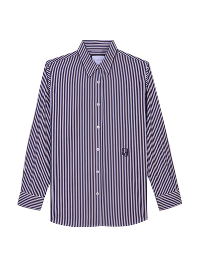 Yaitte Brown and blue stripe shirt at Collagerie