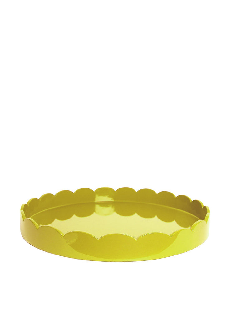 Yellow medium scalloped tray by Addison Ross. Finished with 20 coats of high gloss lacquer and a black matt base | Collagerie.com