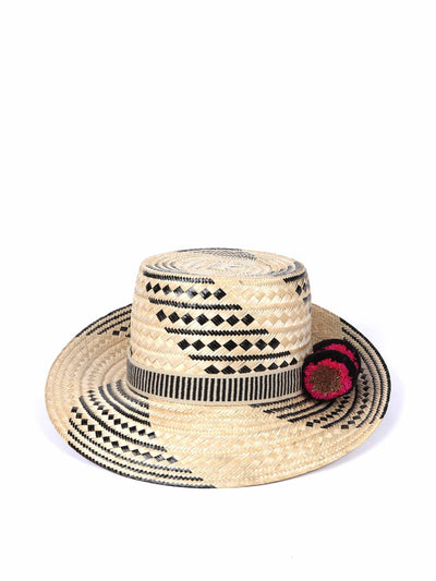 Yosuzi Natural and Black straw hat at Collagerie