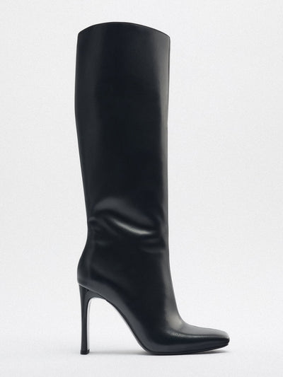 Zara Knee-high heeled boots at Collagerie