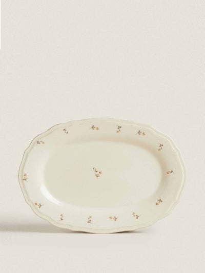 Zara Home Floral stoneware serving dish at Collagerie