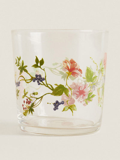 Zara Home Glass tumbler with floral transfer at Collagerie