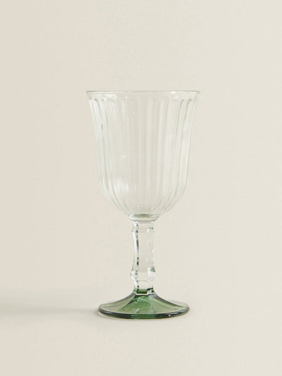 Zara Home Glass goblet with green base at Collagerie