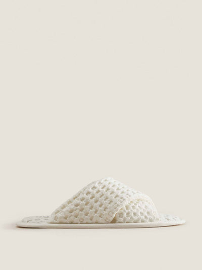 Zara Waffle knit cross over slippers at Collagerie